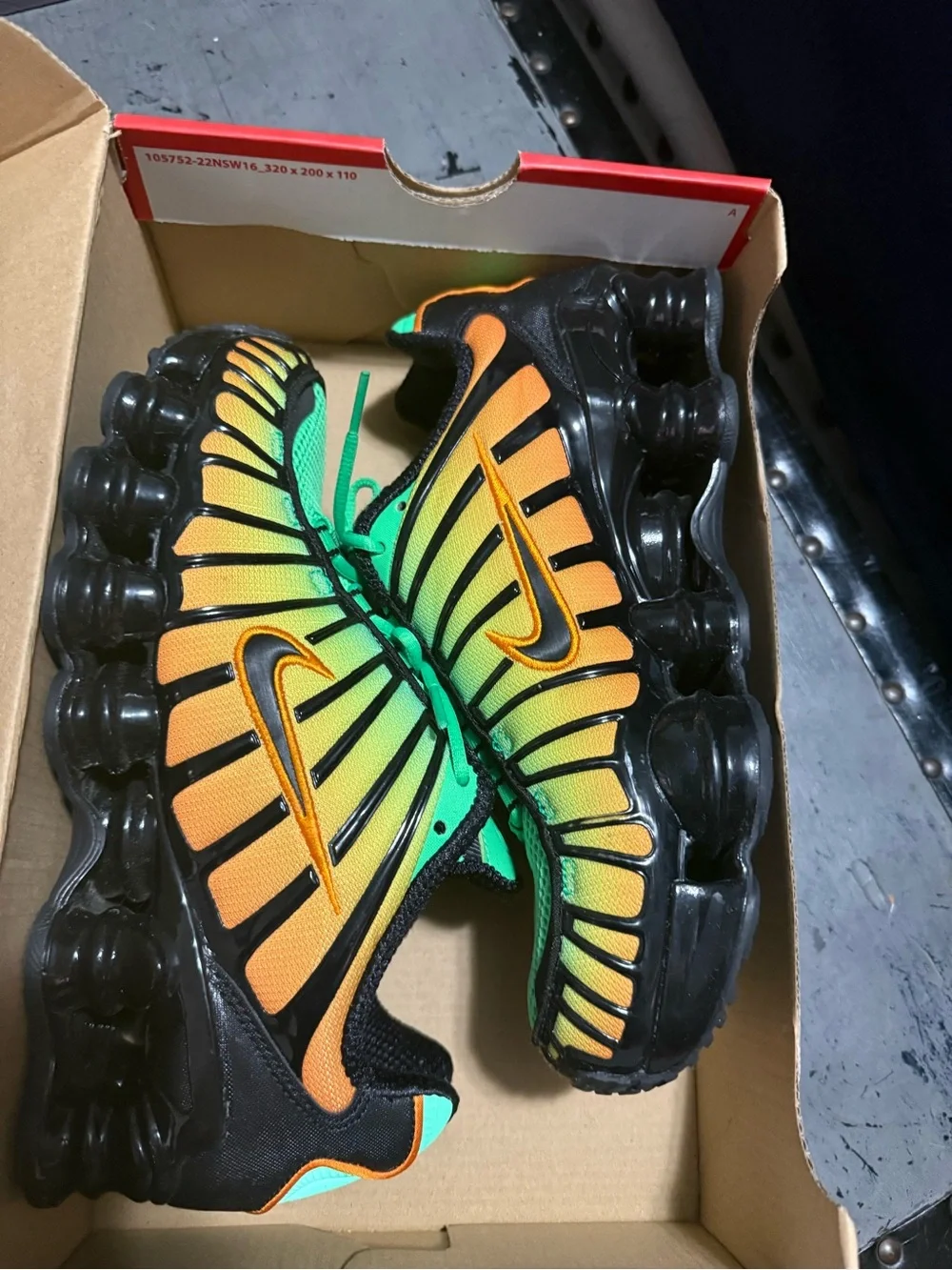 Nike Kids' Black/Green/Orange Air Shox TL